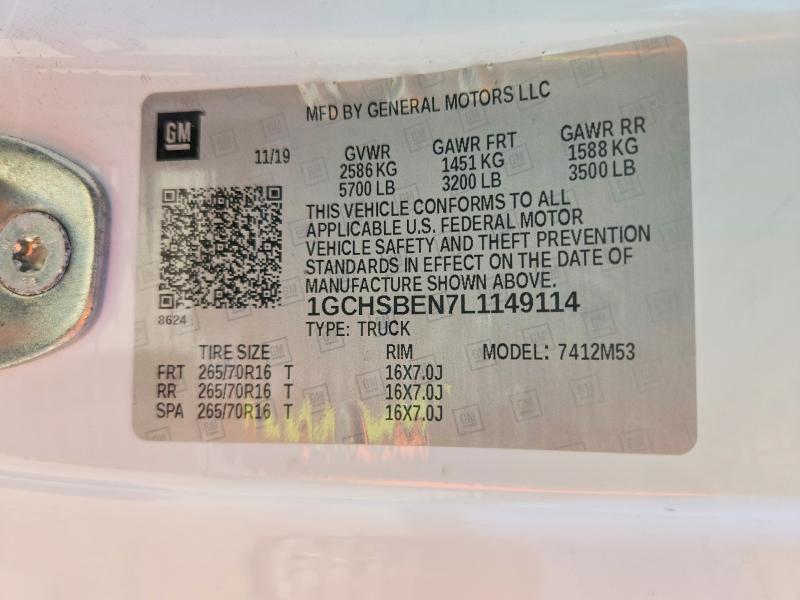 62126456 :رقم المزاد ، 1GCHSBEN7L1149114 vin ، 2020 Chevrolet Colorado مزاد بيع