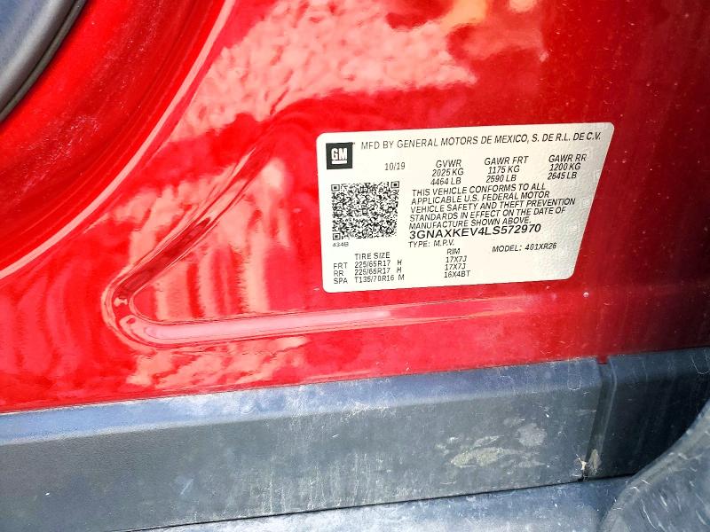 Продажа на аукционе авто 2020 Chevrolet Equinox, vin: 3GNAXKEV4LS572970, номер лота: 62279796