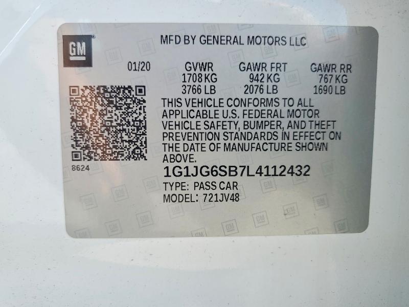 Продаж на аукціоні авто 2020 Chevrolet Sonic, vin: 1G1JG6SB7L4112432, номер лоту: 62021376