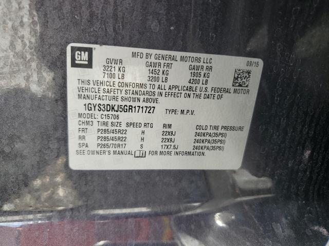 2016 Cadillac Escalade მანქანა იყიდება აუქციონზე, vin: 1GYS3DKJ5GR171727, აუქციონის ნომერი: 61417716