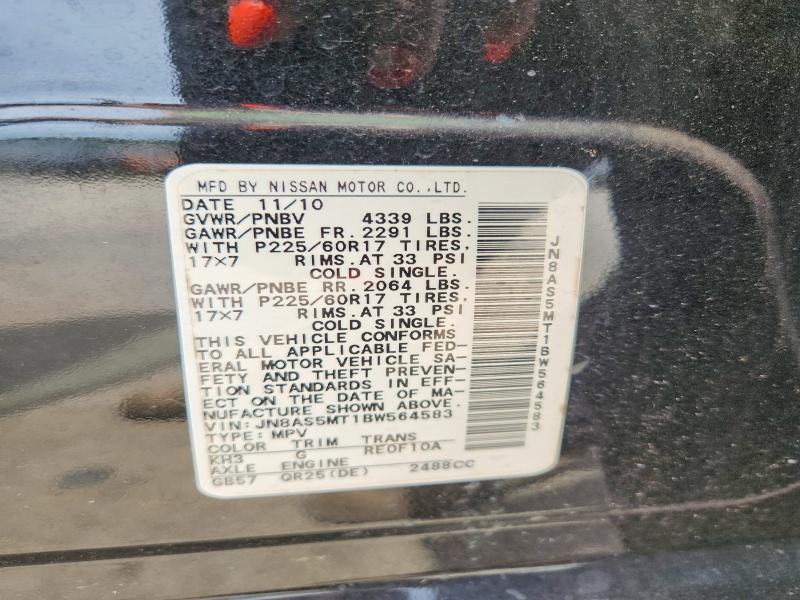 61909876 :رقم المزاد ، JN8AS5MT1BW564583 vin ، 2011 Nissan Rogue مزاد بيع