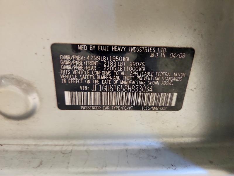 Aukcja sprzedaży 2008 Subaru Impreza, vin: JF1GH61658H833034, numer aukcji: 61728576