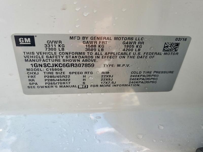 Auction sale of the 2016 Chevrolet Suburban, vin: 1GNSCJKC6GR307859, lot number: 59188046