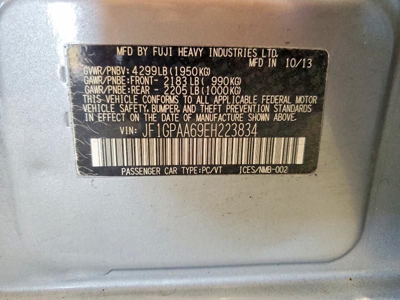 Aukcja sprzedaży 2014 Subaru Impreza, vin: JF1GPAA69EH223834, numer aukcji: 61216016