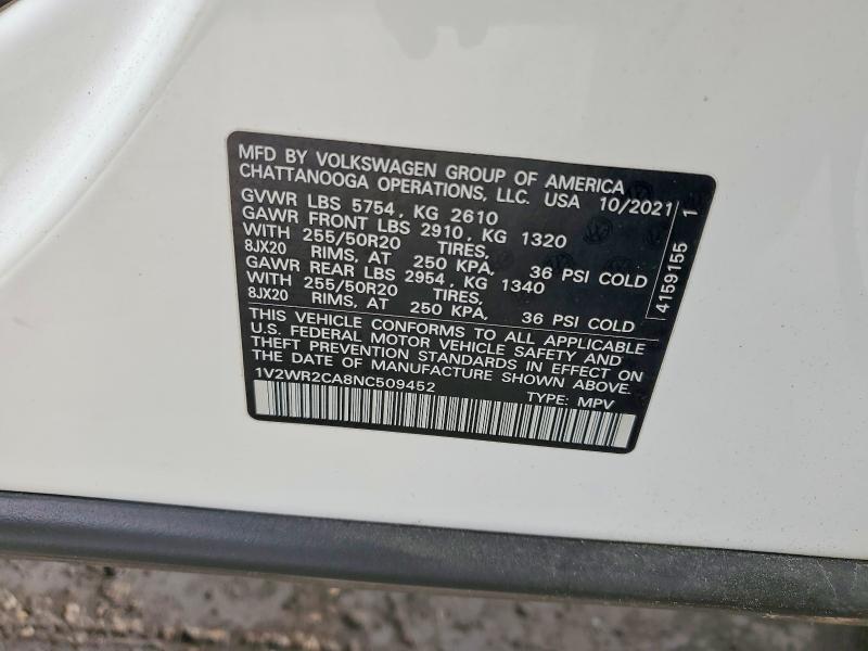 Aukcja sprzedaży 2022 Volkswagen Atlas, vin: 1V2WR2CA8NC509452, numer aukcji: 63000666