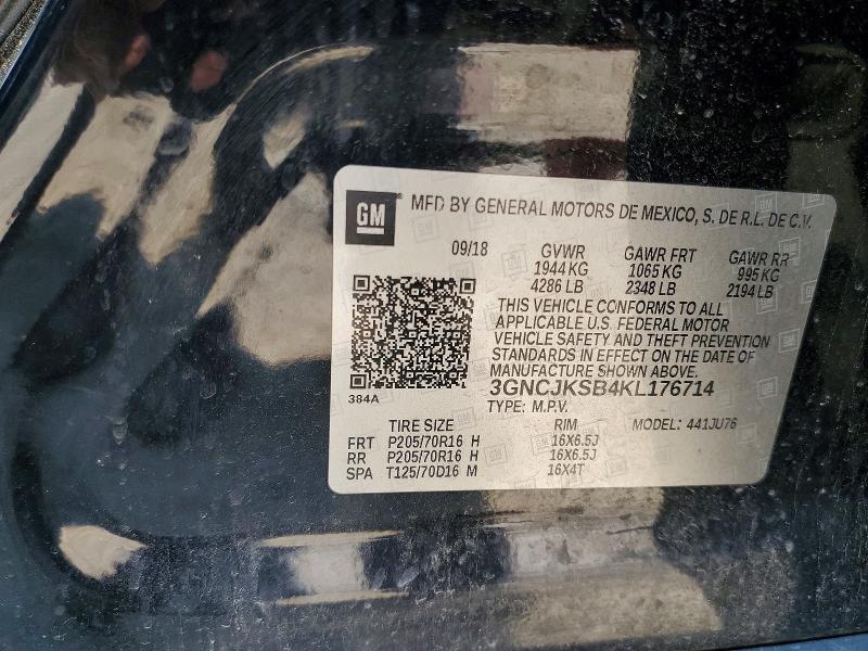60882496 :رقم المزاد ، 3GNCJKSB4KL176714 vin ، 2019 Chevrolet Trax مزاد بيع