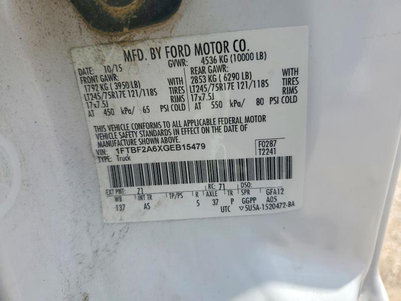 2016 Ford F250 მანქანა იყიდება აუქციონზე, vin: 1FTBF2A6XGEB15479, აუქციონის ნომერი: 59685096
