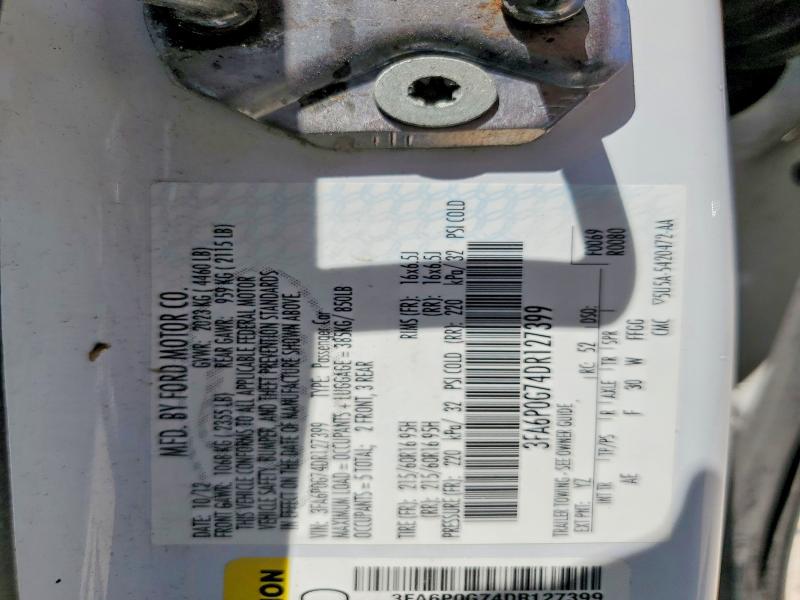 Продаж на аукціоні авто 2013 Ford Fusion, vin: 3FA6P0G74DR127399, номер лоту: 62793546