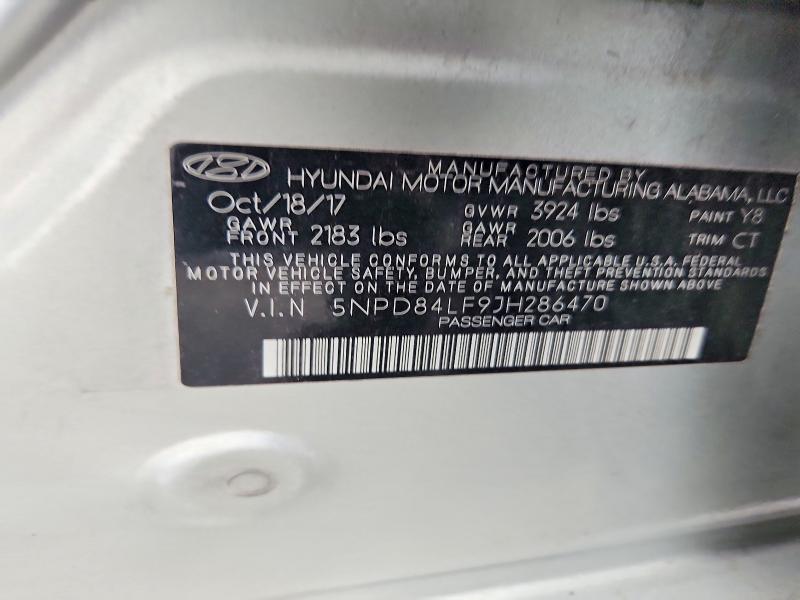 62913276 :رقم المزاد ، 5NPD84LF9JH286470 vin ، 2018 Hyundai Elantra مزاد بيع