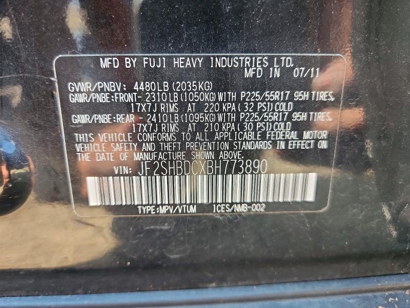 Aukcja sprzedaży 2011 Subaru Forester, vin: JF2SHBDCXBH773890, numer aukcji: 63313266