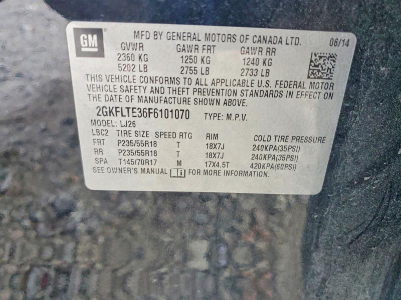 Aukcja sprzedaży 2015 Gmc Terrain, vin: 2GKFLTE36F6101070, numer aukcji: 63148746