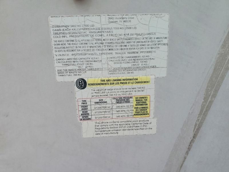 Продажа на аукционе авто 2015 Keystone 50stailer, vin: 4YDT31820FT415775, номер лота: 58594926