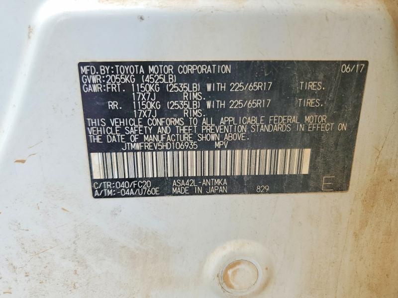 2017 Toyota Rav4 მანქანა იყიდება აუქციონზე, vin: JTMWFREV5HD106935, აუქციონის ნომერი: 62882496