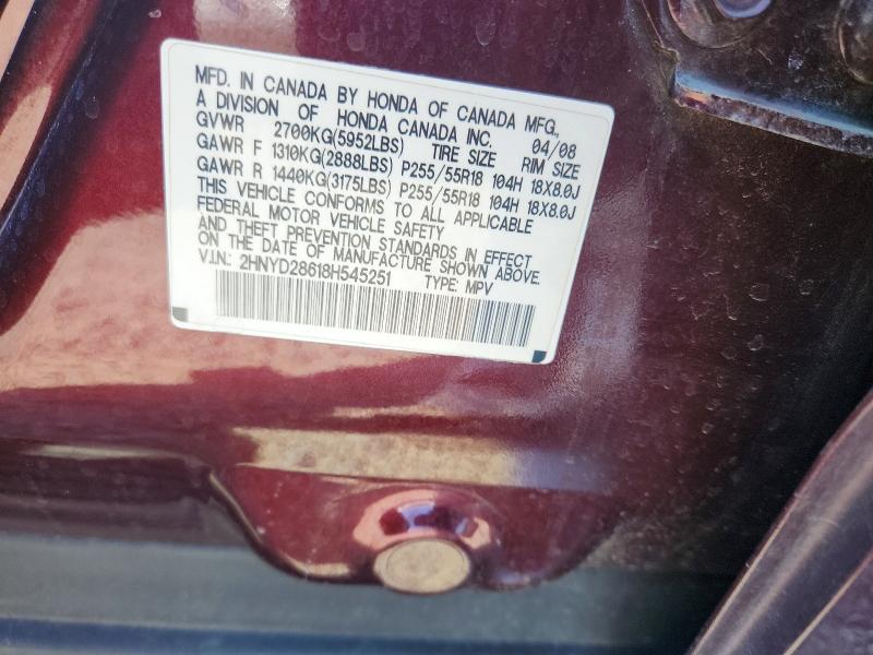 Продажа на аукционе авто 2008 Acura Mdx, vin: 2HNYD28618H545251, номер лота: 61925956