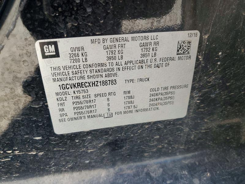 Продаж на аукціоні авто 2017 Chevrolet Silverado, vin: 1GCVKRECXHZ188783, номер лоту: 60855866