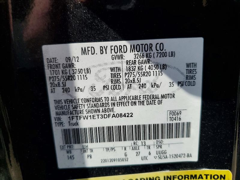 Aukcja sprzedaży 2013 Ford F150, vin: 1FTFW1ET3DFA08422, numer aukcji: 59182966