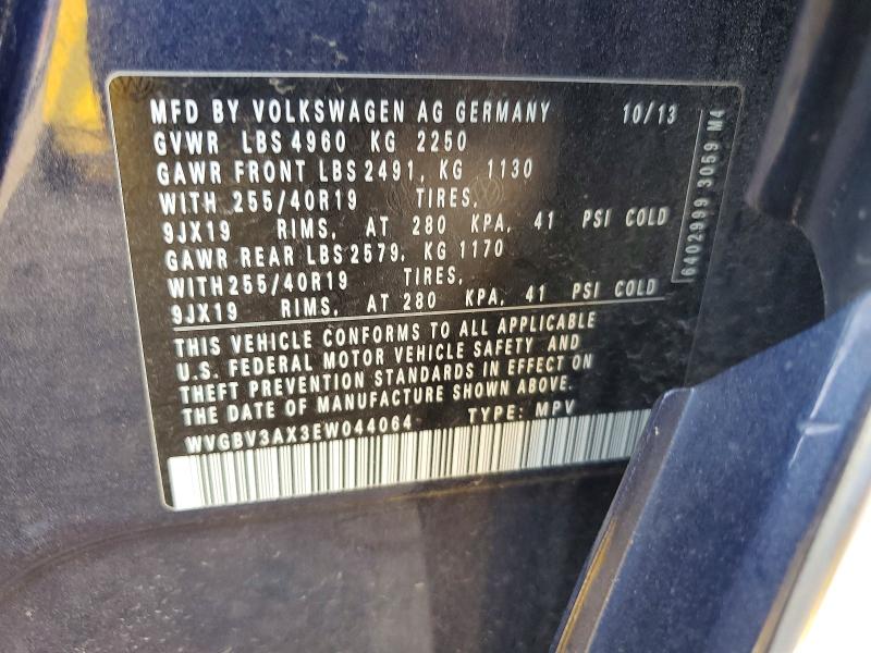 Продажа на аукционе авто 2014 Volkswagen Tiguan, vin: WVGBV3AX3EW044064, номер лота: 61336206