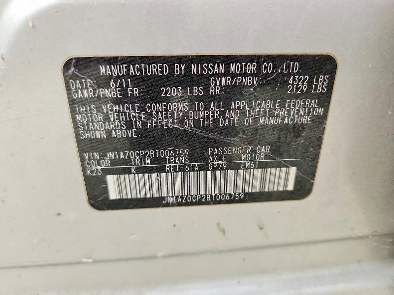 Aukcja sprzedaży 2011 Nissan Leaf, vin: JN1AZ0CP2BT006759, numer aukcji: 61193536