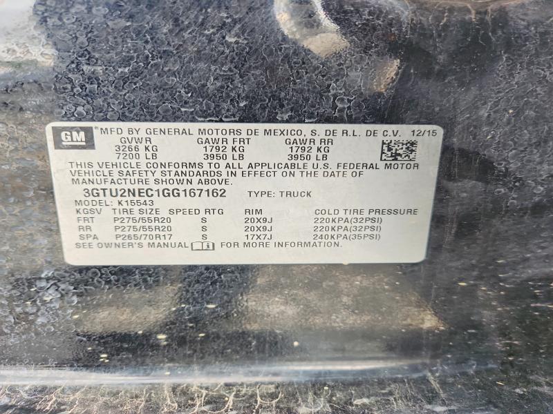 Aukcja sprzedaży 2016 Gmc Sierra, vin: 3GTU2NEC1GG167162, numer aukcji: 61355236