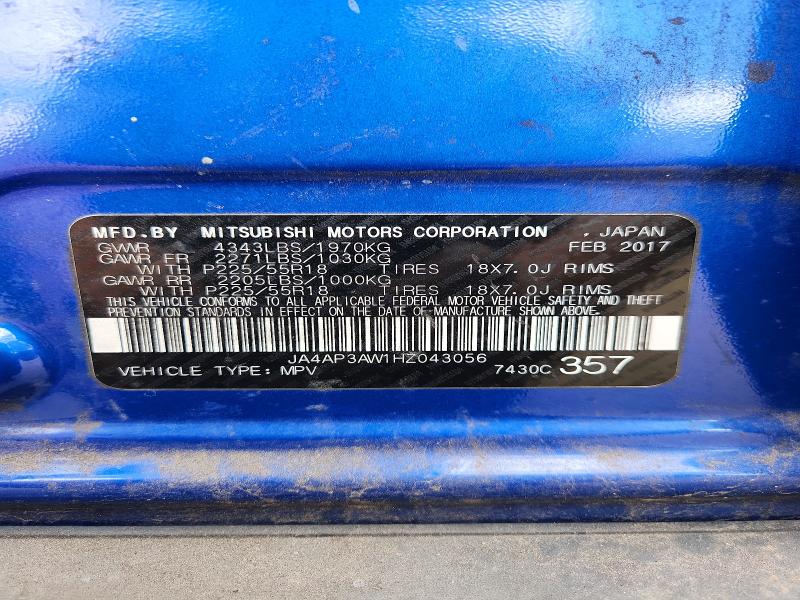 61060076 :رقم المزاد ، JA4AP3AW1HZ043056 vin ، 2017 Mitsubishi Outlander Sport مزاد بيع