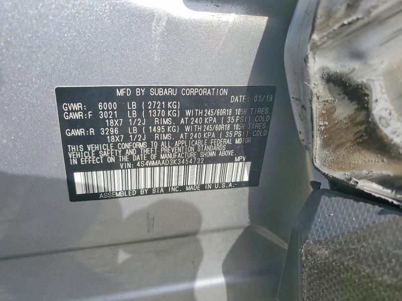 Aukcja sprzedaży 2019 Subaru Ascent, vin: 4S4WMAAD3K3454732, numer aukcji: 61923916