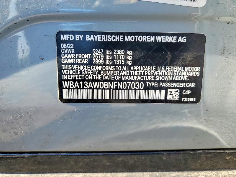 2022 Bmw M440xi მანქანა იყიდება აუქციონზე, vin: WBA13AW08NFN07030, აუქციონის ნომერი: 59950896