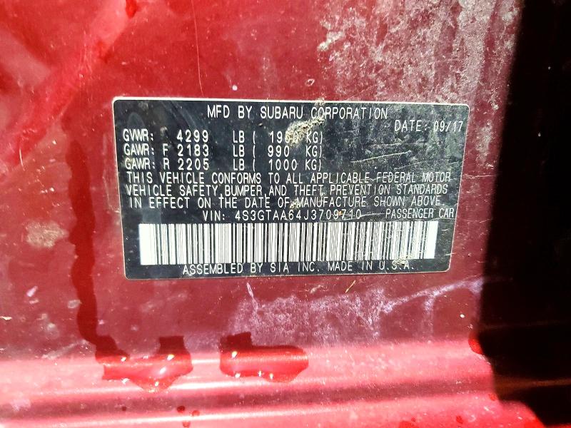 Aukcja sprzedaży 2018 Subaru Impreza, vin: 4S3GTAA64J3709710, numer aukcji: 62913116