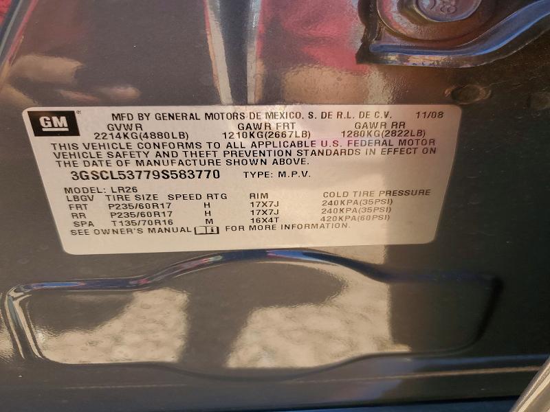 59723086 :رقم المزاد ، 3GSCL53779S583770 vin ، 2009 Saturn Vue مزاد بيع