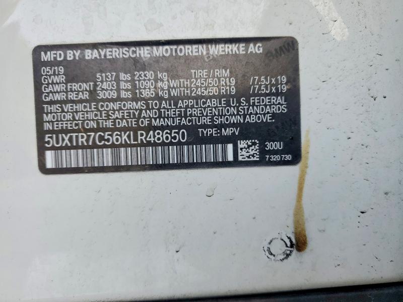 2019 Bmw X3 მანქანა იყიდება აუქციონზე, vin: 5UXTR7C56KLR48650, აუქციონის ნომერი: 63029056