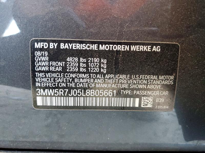 Продаж на аукціоні авто 2020 Bmw 330xi, vin: 3MW5R7J05L8B05661, номер лоту: 61548696