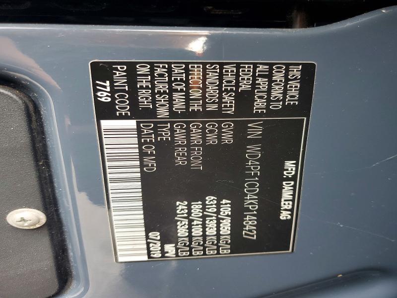 Aukcja sprzedaży 2019 Mercedes-benz Sprinter, vin: WD4PF1CD4KP148427, numer aukcji: 59588806