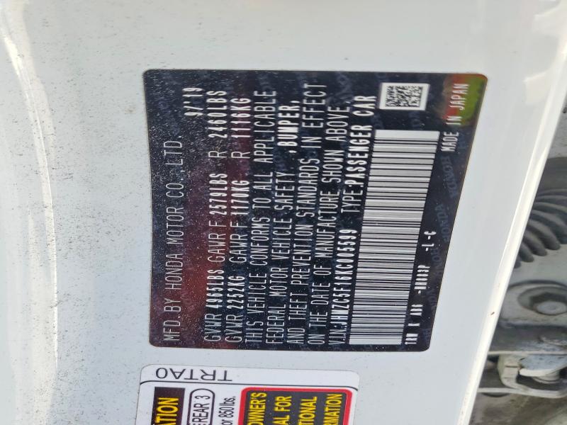 Aukcja sprzedaży 2019 Honda Clarity, vin: JHMZC5F16KC005599, numer aukcji: 62494186