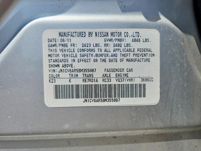 61356546 :رقم المزاد ، JN1CV6AR5BM355887 vin ، 2011 Infiniti G37 Sedan مزاد بيع