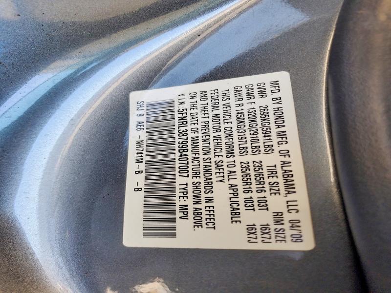 Aukcja sprzedaży 2009 Honda Odyssey, vin: 5FNRL38799B407007, numer aukcji: 63520186