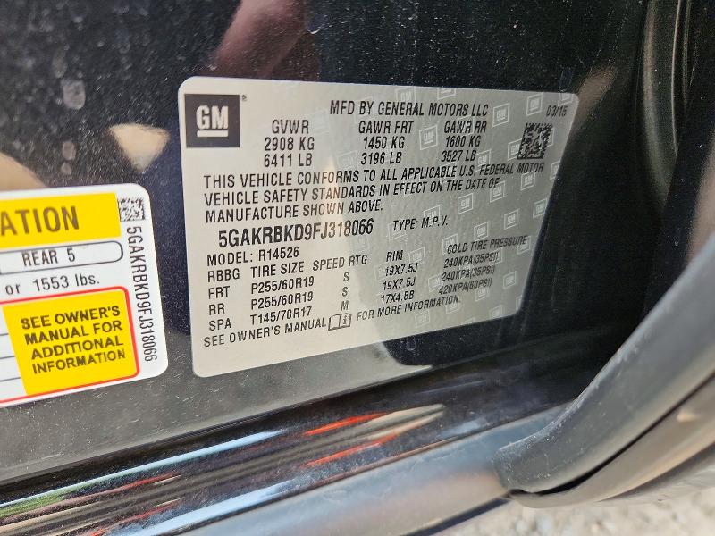 60897476 :رقم المزاد ، 5GAKRBKD9FJ318066 vin ، 2015 Buick Enclave مزاد بيع