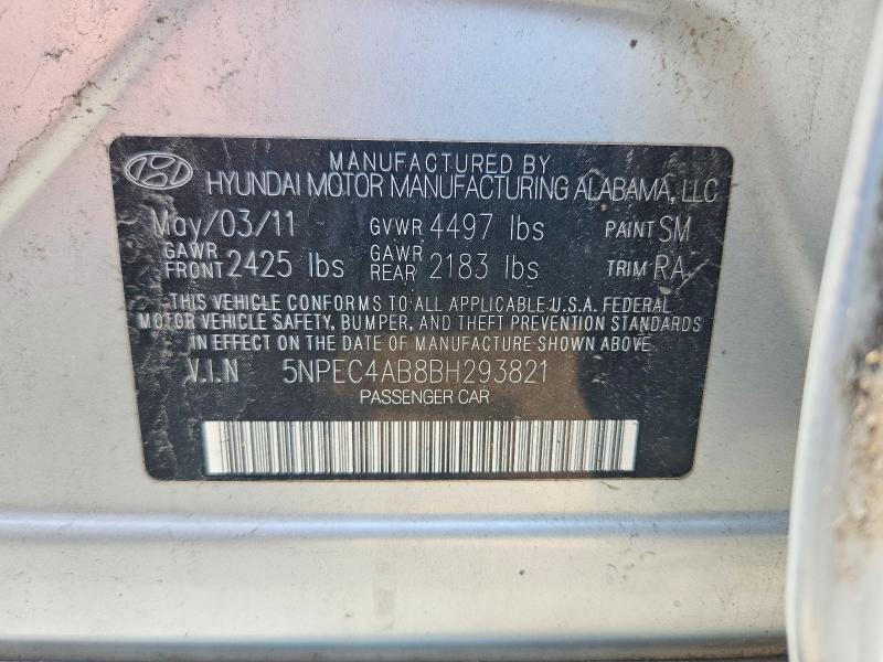 Aukcja sprzedaży 2011 Hyundai Sonata, vin: 5NPEC4AB8BH293821, numer aukcji: 59664786
