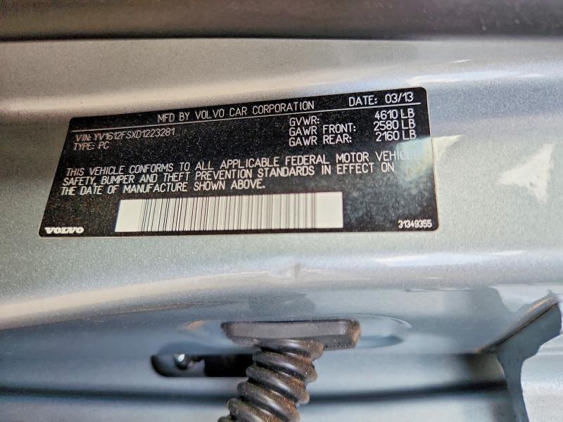 62158316 :رقم المزاد ، YV1612FSXD1223281 vin ، 2013 Volvo S60 مزاد بيع