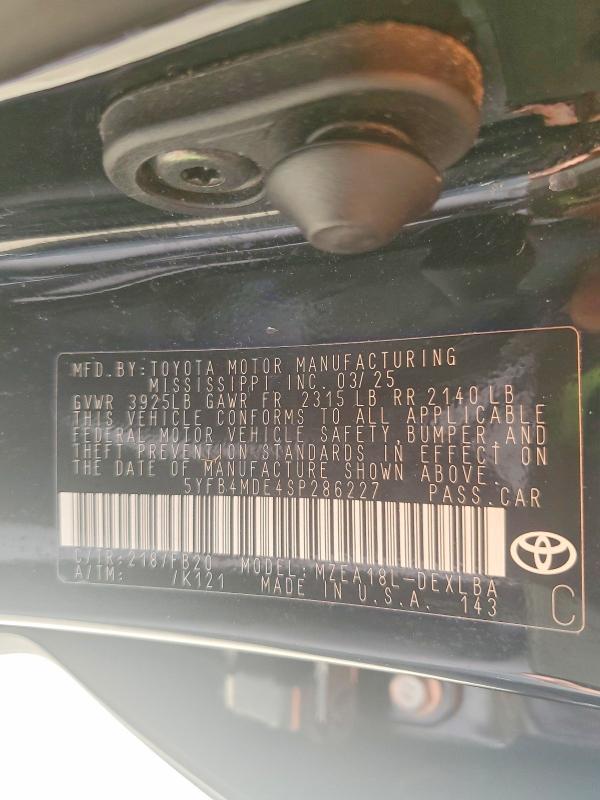 2025 Toyota Corolla მანქანა იყიდება აუქციონზე, vin: 5YFB4MDE4SP286227, აუქციონის ნომერი: 60923086