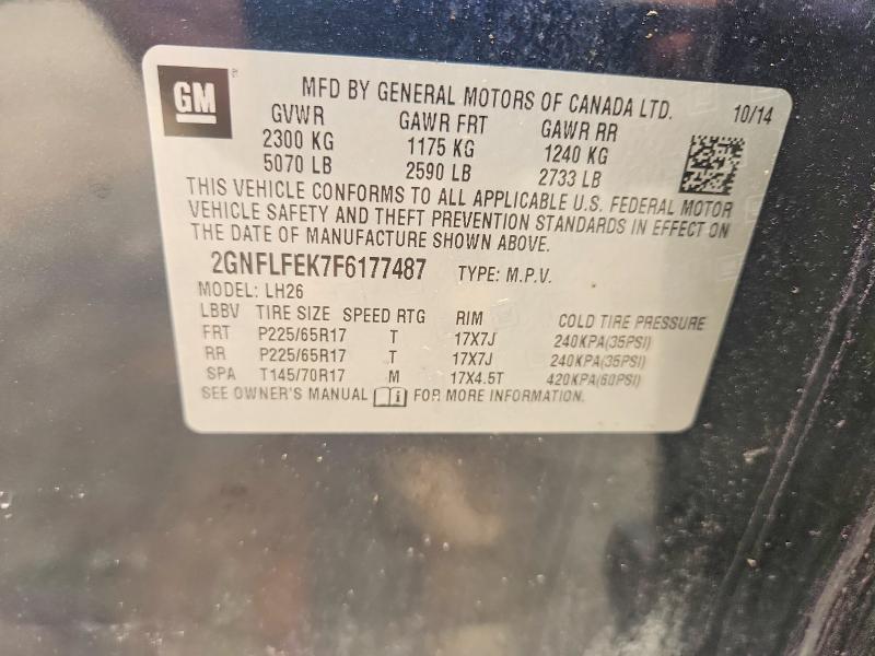 Aukcja sprzedaży 2015 Chevrolet Equinox, vin: 2GNFLFEK7F6177487, numer aukcji: 61029486