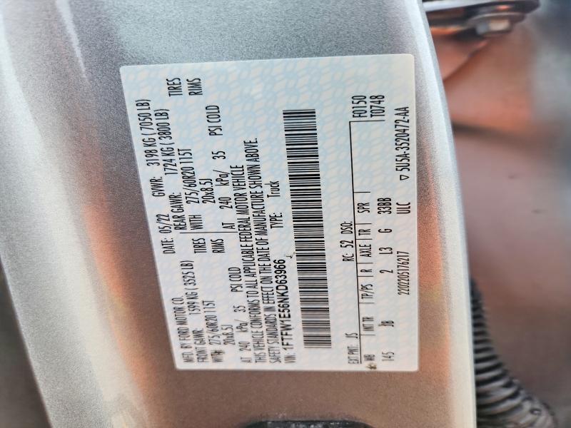 Aukcja sprzedaży 2022 Ford F150, vin: 1FTFW1E56NKD63966, numer aukcji: 61191276