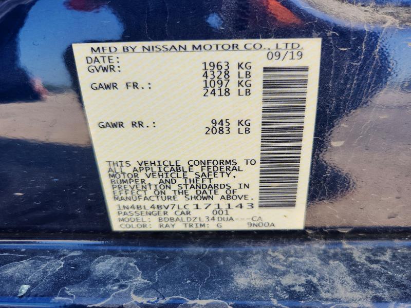 Aukcja sprzedaży 2020 Nissan Altima, vin: 1N4BL4BV7LC171143, numer aukcji: 62023816