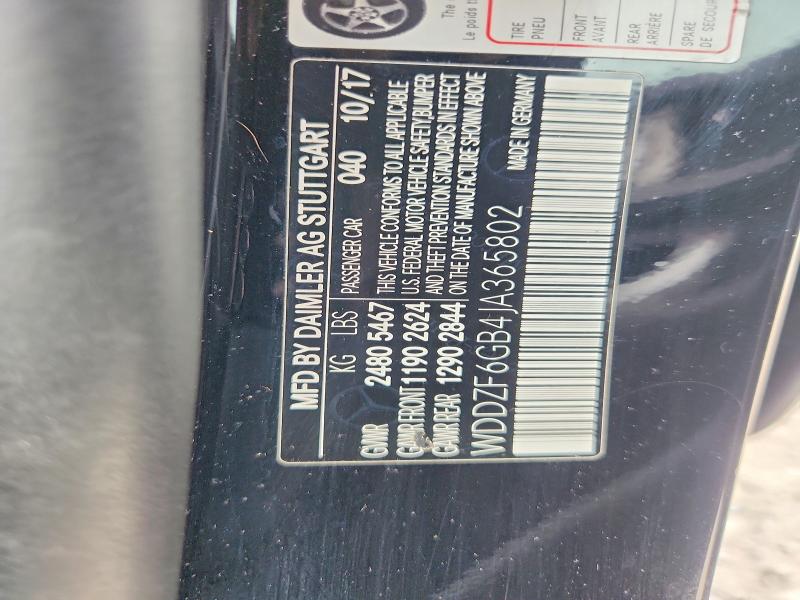 Продаж на аукціоні авто 2018 Mercedes-benz E, vin: WDDZF6GB4JA365802, номер лоту: 61955016