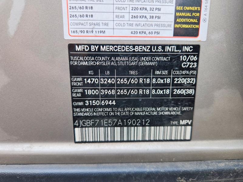 Продаж на аукціоні авто 2007 Mercedes-benz Gl450 4 Matic, vin: 4JGBF71E57A190212, номер лоту: 62798066