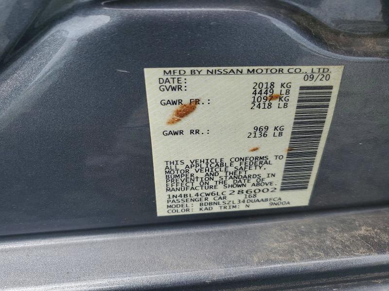59115686 :رقم المزاد ، 1N4BL4CW6LC286002 vin ، 2020 Nissan Altima مزاد بيع