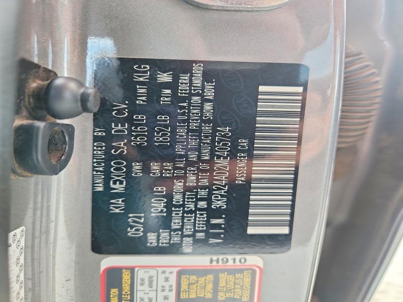 62899456 :رقم المزاد ، 3KPA24AD2ME405734 vin ، 2021 Kia Rio مزاد بيع