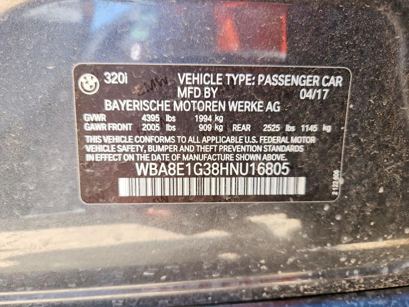 Aukcja sprzedaży 2017 Bmw 320, vin: WBA8E1G38HNU16805, numer aukcji: 62663486