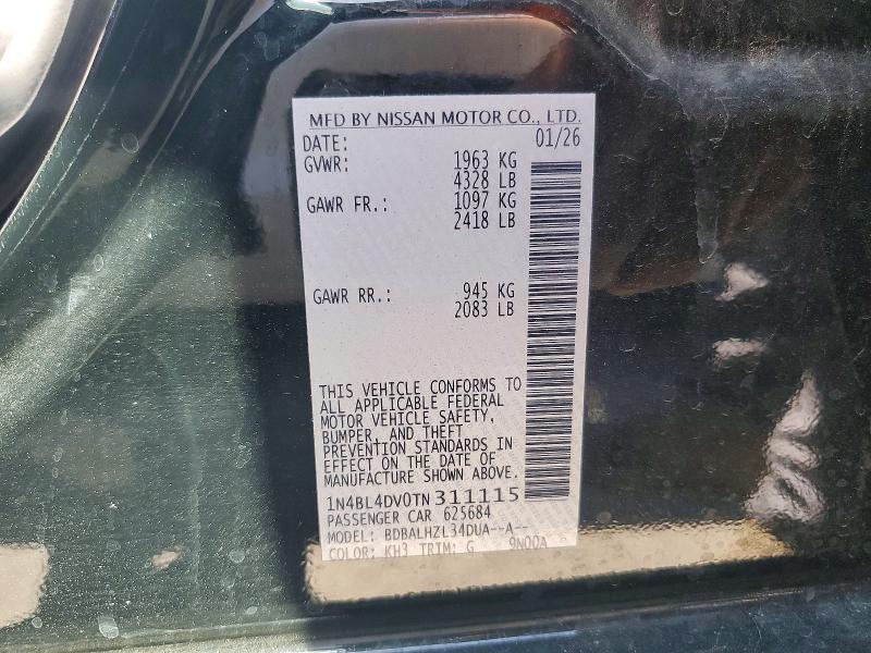 Продажа на аукционе авто 2026 Nissan Altima, vin: 1N4BL4DV0TN311115, номер лота: 60853576