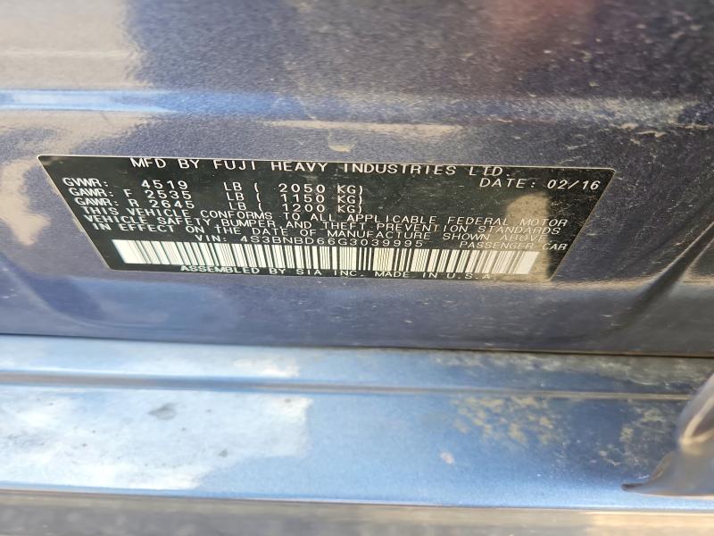 Aukcja sprzedaży 2016 Subaru Legacy, vin: 4S3BNBD66G3039995, numer aukcji: 60828656