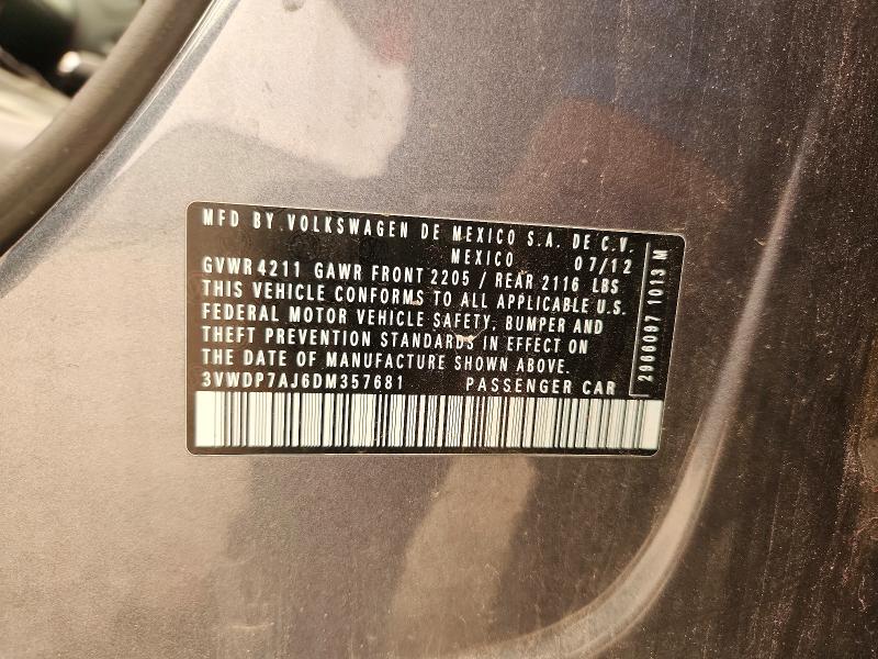 Продаж на аукціоні авто 2013 Volkswagen Jetta, vin: 3VWDP7AJ6DM357681, номер лоту: 61357586