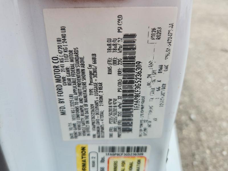 Продажа на аукционе авто 2016 Ford Mustang, vin: 1FA6P8CF3G5236309, номер лота: 61306256